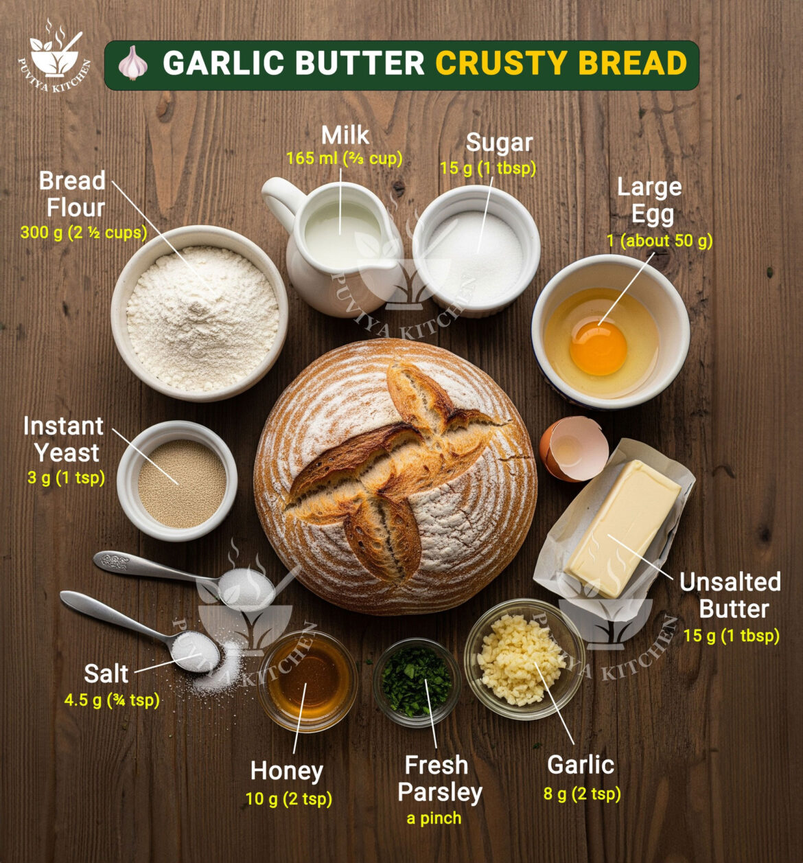 Garlic Butter Crusty Bread Recipe | Homemade Soft & Golden Loaf