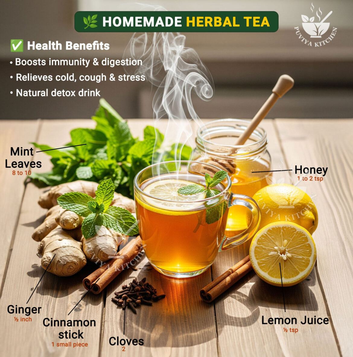 Homemade Herbal Tea Recipe | Immunity-Boosting Mint & Tulsi Tea