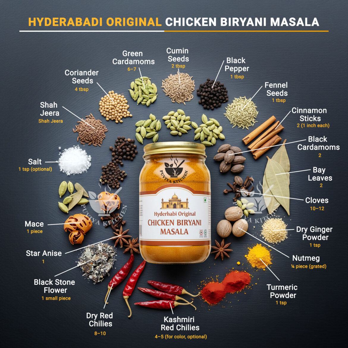 🍲 Hyderabadi Chicken Biryani Masala Powder | Authentic Homemade Spice Blend