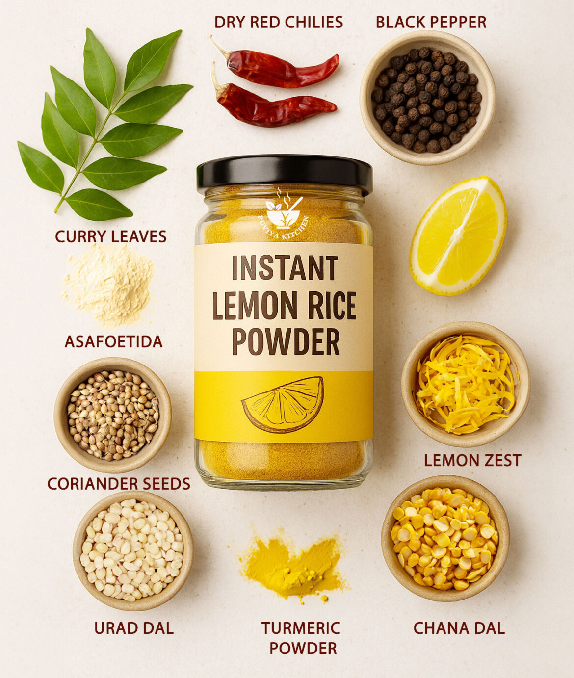 Instant Lemon Rice Powder | Homemade Tangy Lemon Masala for Rice πΏ Instant Lemon Rice Powder | Homemade Tangy Lemon Masala for Rice πΏ