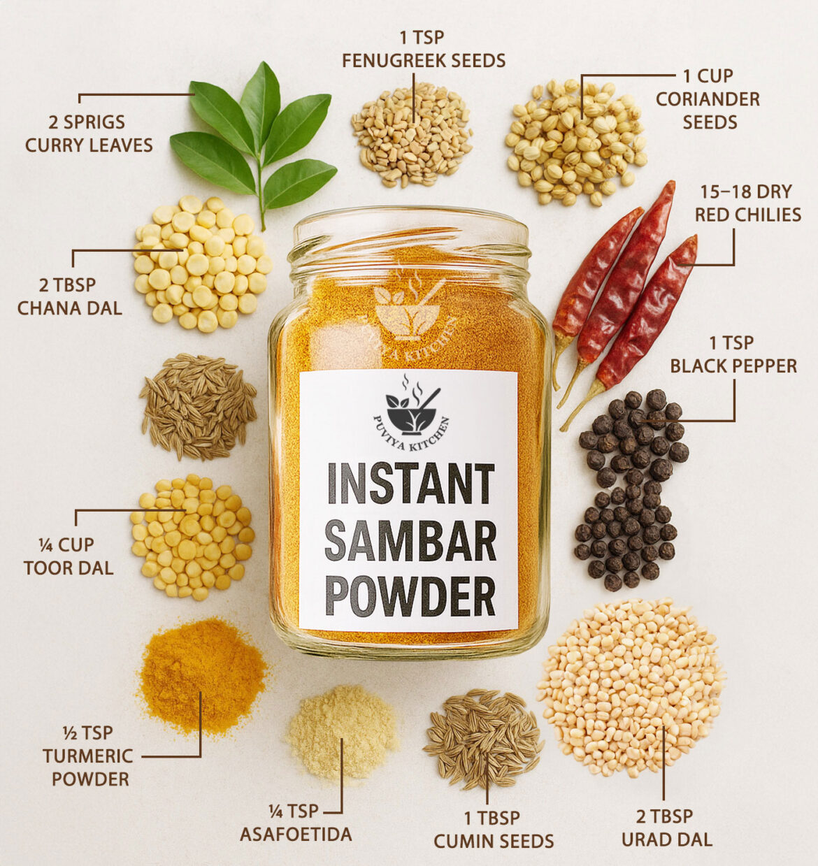 Instant Sambar Powder Recipe | Hotel-Style Sambar Masala at Home π²β¨ Instant Sambar Powder Recipe | Hotel-Style Sambar Masala at Home π²β¨