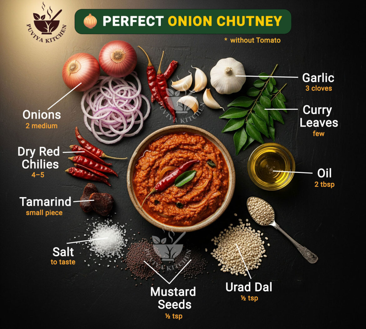 Onion Chutney Recipe | Spicy & Tangy South Indian Style