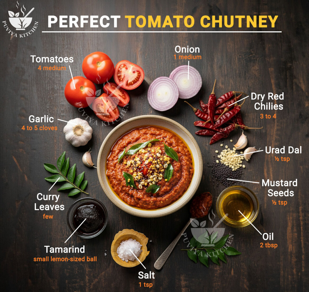 🍅 Perfect South Indian Tomato Chutney Recipe | Easy Idli & Dosa Side Dish