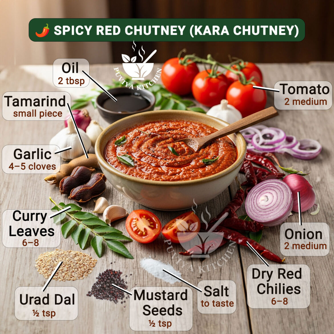 Spicy Red Chutney Recipe | South Indian Kara Chutney for Idli, Dosa & Rice