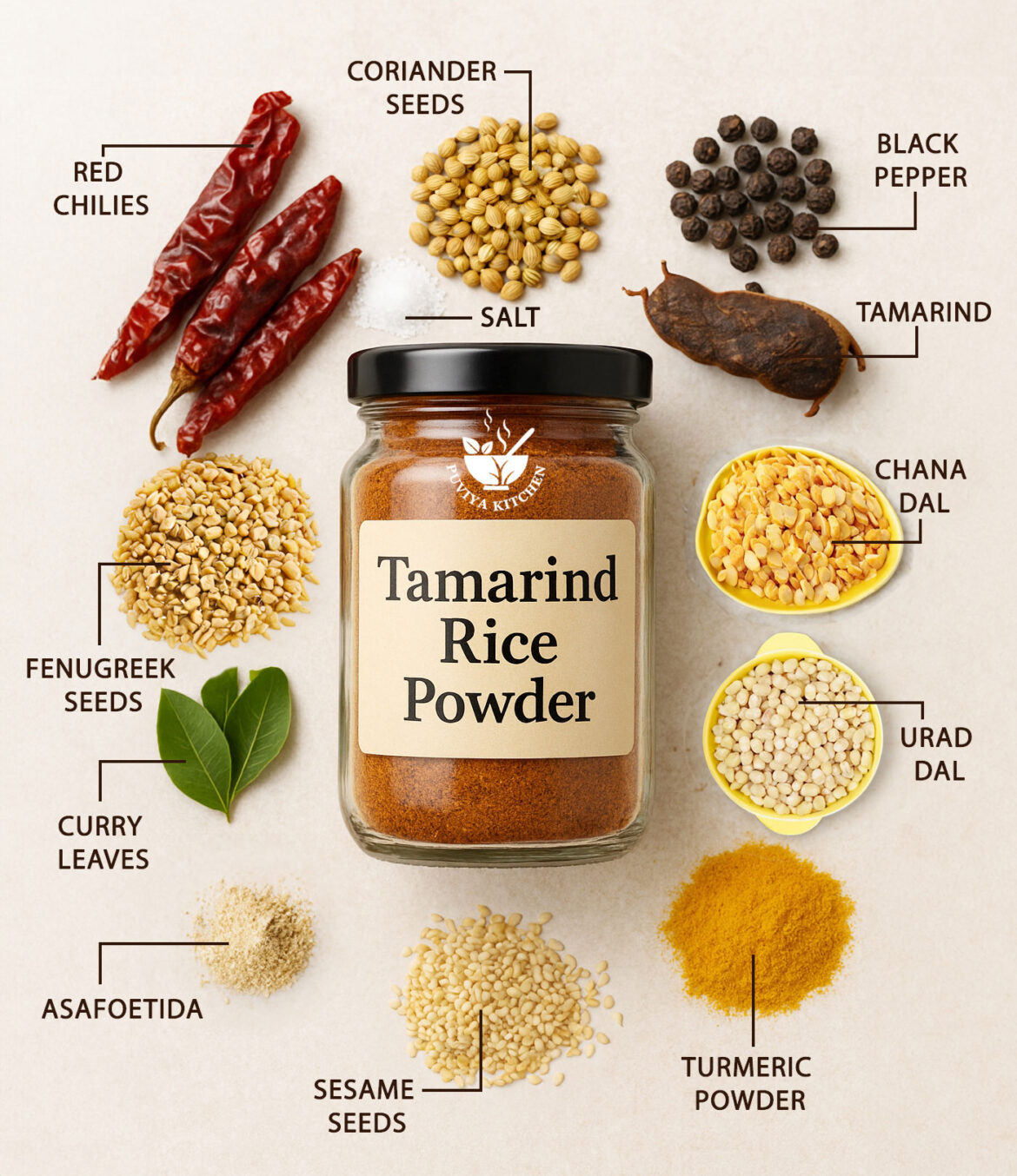 Instant Tamarind Rice Powder | Tangy & Spicy South Indian Masala πΏπ Instant Tamarind Rice Powder | Tangy & Spicy South Indian Masala πΏπ